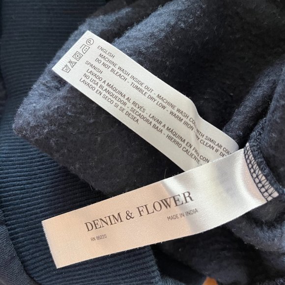 NWOT:  DENIM & Flower: 1/4 zip Men's Colour Block Sweatshirt - Picture 7 of 7